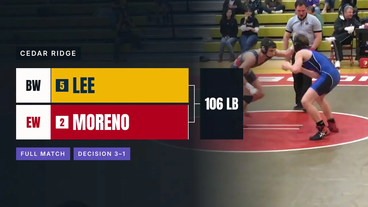 The thumbnail: both last names, the weight class and the result.